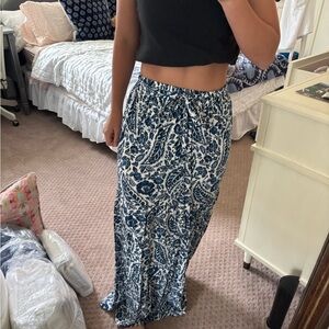 Miami Blue and White Patterned Maxi Skirt